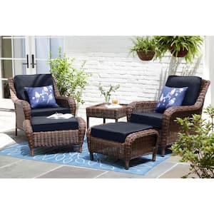 Details about   Outdoor Ottoman Wicker Patio Furniture Small Deck Resin Rattan w/ Cushion Coral 