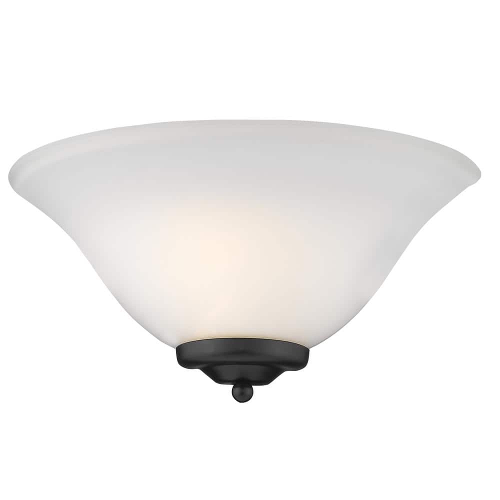 Transitional Black Bronze 13'' Wall Sconce with Opal Glass Shade