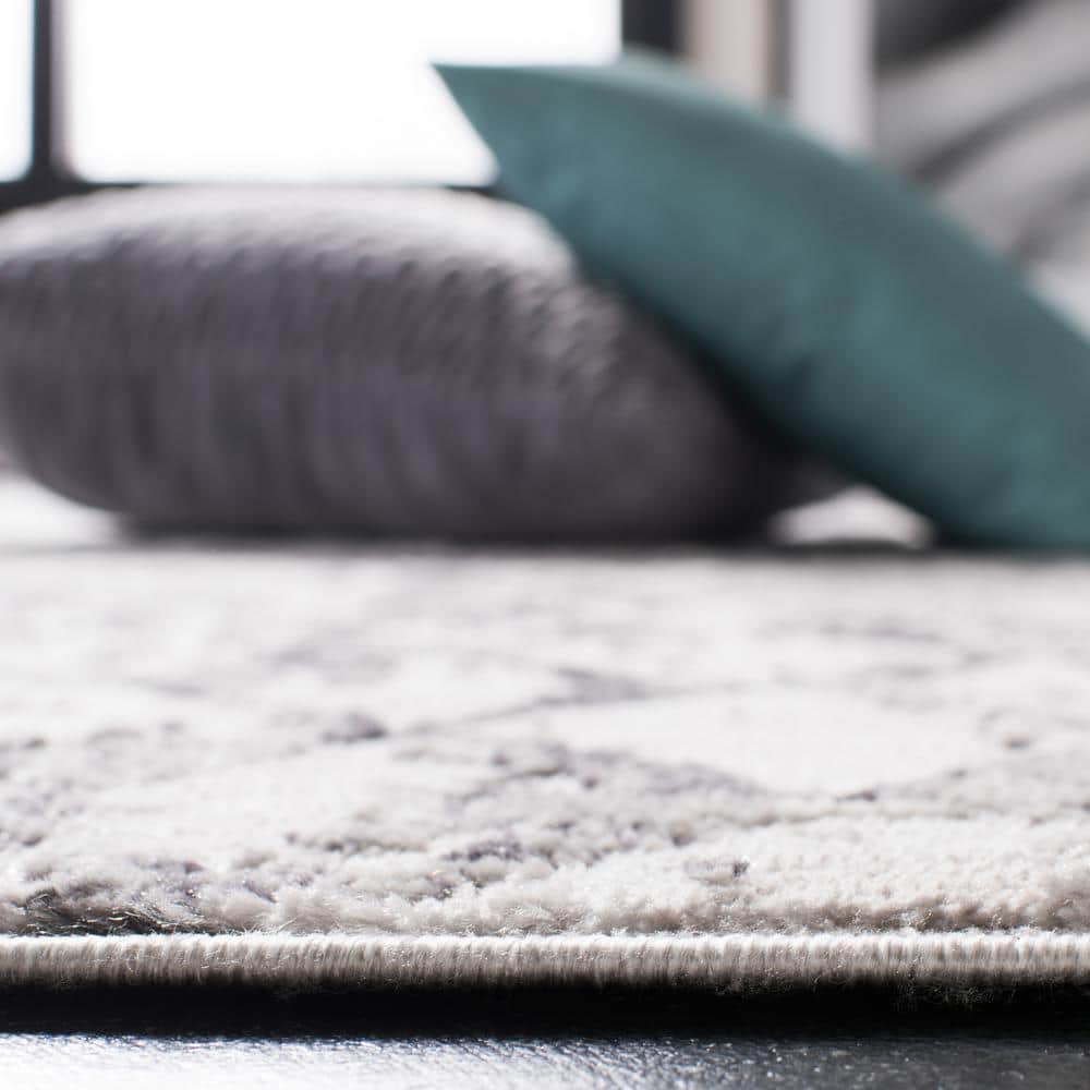 Reversible Abstract Gray Synthetic 26x18 Area Rug