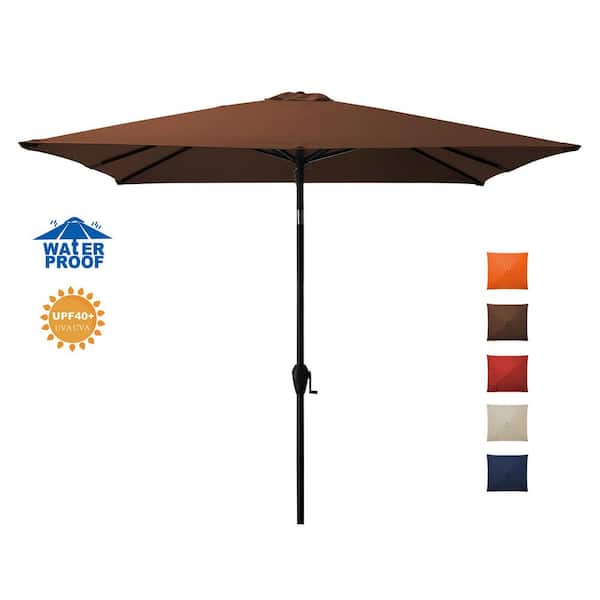 JEAREY 7.5 ft. x 7.5 ft. Square Market Outdoor Patio Umbrella in Brown