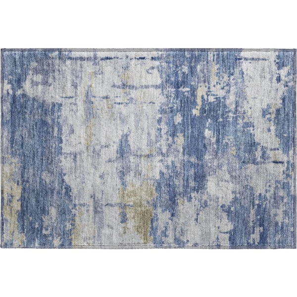 Mayfield Premium Machine Washable Abstract AMF2362 Navy 2 ft. x 3 ft. Accent Rug