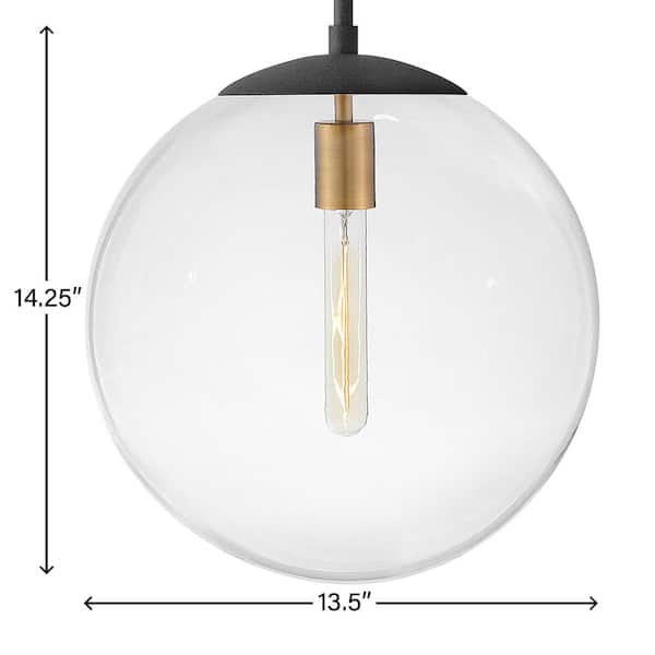 HINKLEY - Warby 1-Light Aged Zinc Black Globe Pendant Light