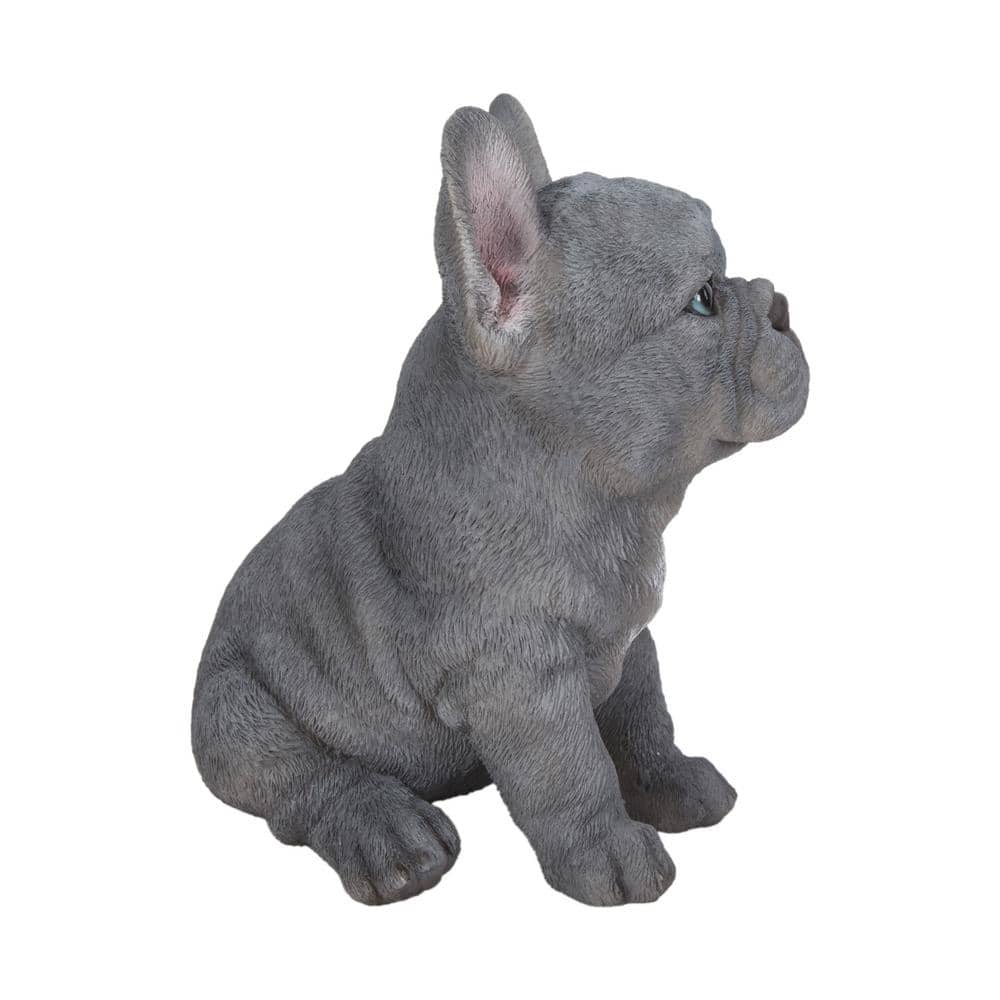 Gray Resin French Bulldog Puppy Sitting Statue