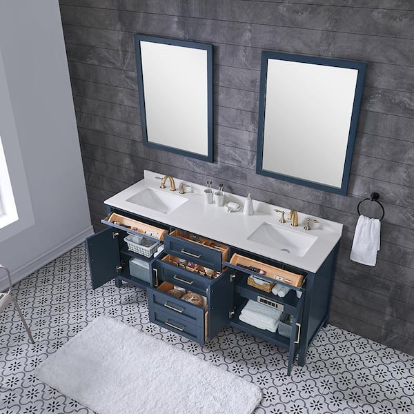 Ove Decors Tahoe 72 In W Double Sink, 72 Inch Vanity Top With Sink