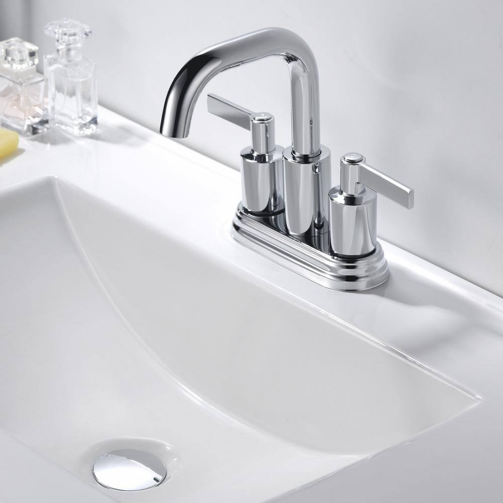 Polished Chrome 2-Handle Centerset Bathroom Faucet with Drain Assembly