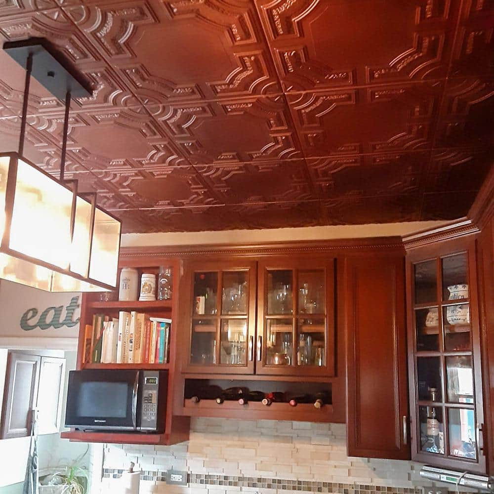 Black Gold Faux Tin Glue-Up Ceiling Tile Set