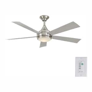 Hanlon 52 in. Indoor/Outdoor Wet Rated Stainless Steel Ceiling Fan with Integrated LED and Wall Control Included