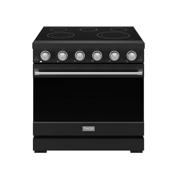 36 in. 5 Burners Professional Electric Range In Black with Convection Fan