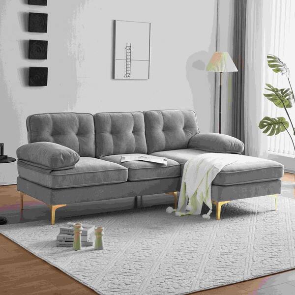 Light grey velvet corner sofa discount