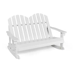 White 2-Person Child Fir Wood Adirondack Rocking Chair with Slatted Seat (Set of 1)