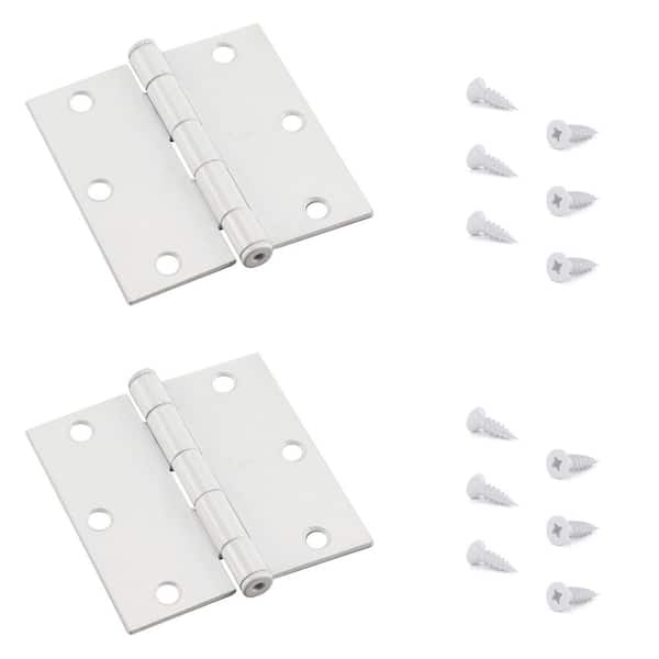 3-1/2 in. x 3-1/2 in. White Full Mortise Butt Hinge with Removable Pin (2-Pack)