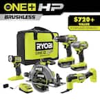 ONE+ HP 18V Brushless Cordless 5-Tool Combo Kit with 4.0 Ah and 2.0 Ah HIGH PERFORMANCE Batteries, Charger, and Bag