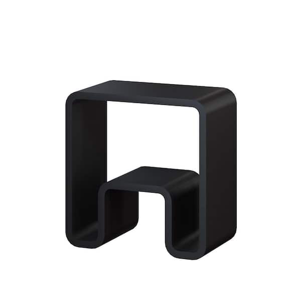 9.06 in. W Freestanding Solid Surface Shower Seat in Matte Black with Storage