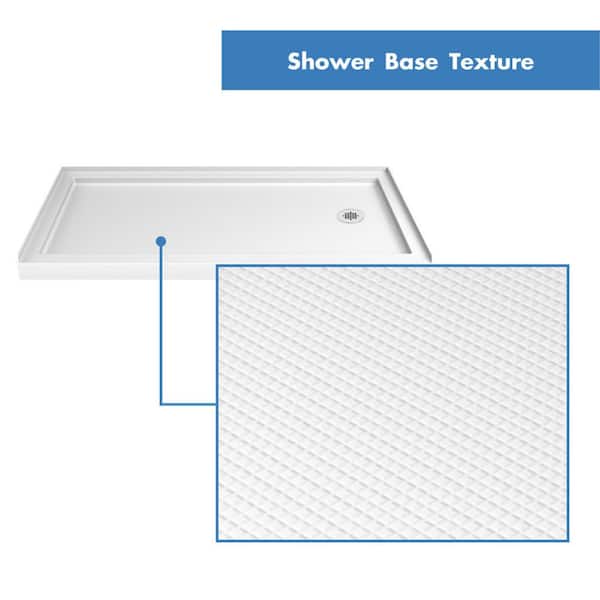 SlimLine 60 in. x 30 in. Single Threshold Shower Pan Base in White Right Hand Drain with Back Walls