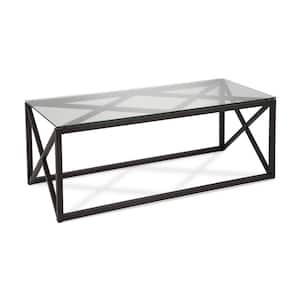 Dixon 46 in. Blackened Bronze Large Rectangle Glass Coffee Table