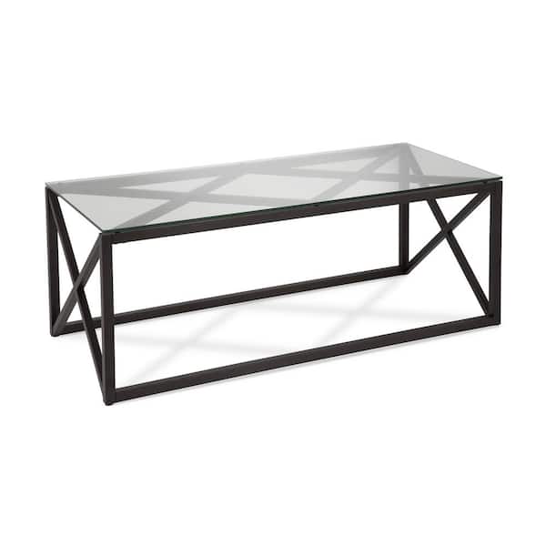 Meyer&Cross Dixon 46 in. Blackened Bronze Large Rectangle Glass Coffee Table