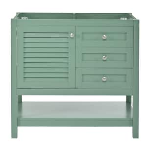 35 in. W x 18 in. D x 33 in. H Bath Vanity Cabinet without Top in Green, Freestanding Vanity with 2 Drawers and 1 Door