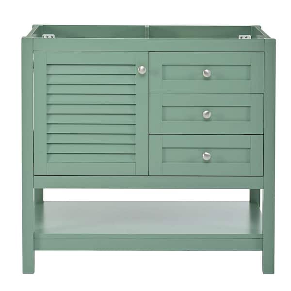 Aoibox 35 in. W x 18 in. D x 33 in. H Bath Vanity Cabinet without Top in Green, Freestanding Vanity with 2 Drawers and 1 Door