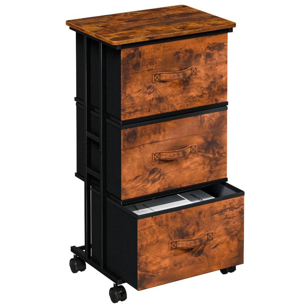 Brown 3-Drawer 11.8 in. W Chest of Drawers Rolling Fabric Storage Cabinet Organizer with Removable Bins