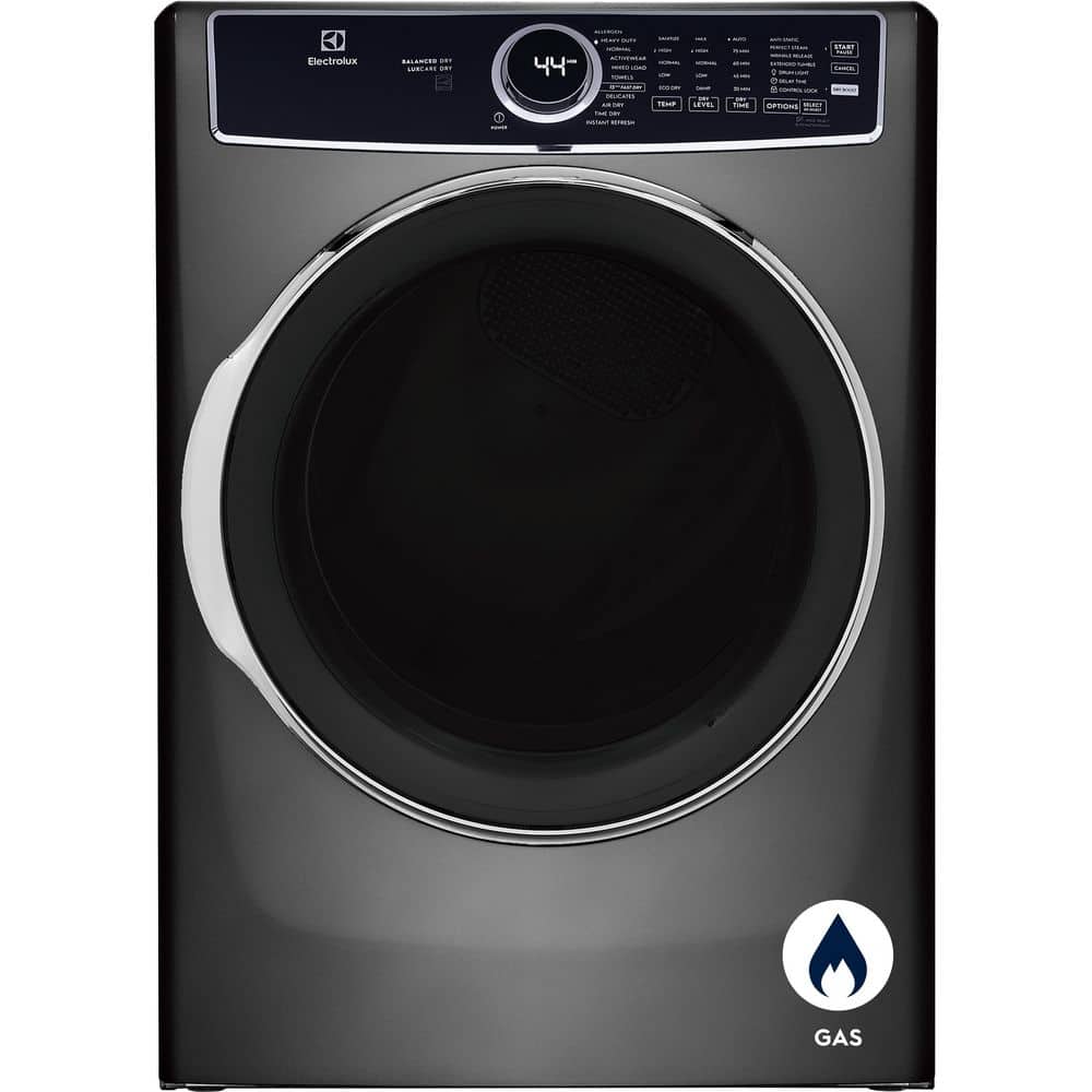Electrolux 8 cu. ft. Titanium Front Load Perfect Steam Gas Dryer with Predictive Dry and Instant Refresh