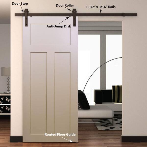78 in. Soft Close Espresso Solid Steel Sliding Rolling Barn Door Hardware Kit for Single Wood Doors