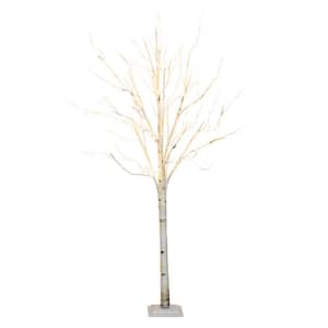 6 ft. Pre-Lit Artificial White Birch Tree with 300 Warm White LED Lights