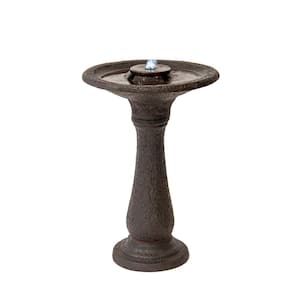 23.43 in. H Resin/Stone Powder and Glass Fiber 1 Tier Water Fountain for Outdoor Decor, Birdbath Fountain, Dark Brown