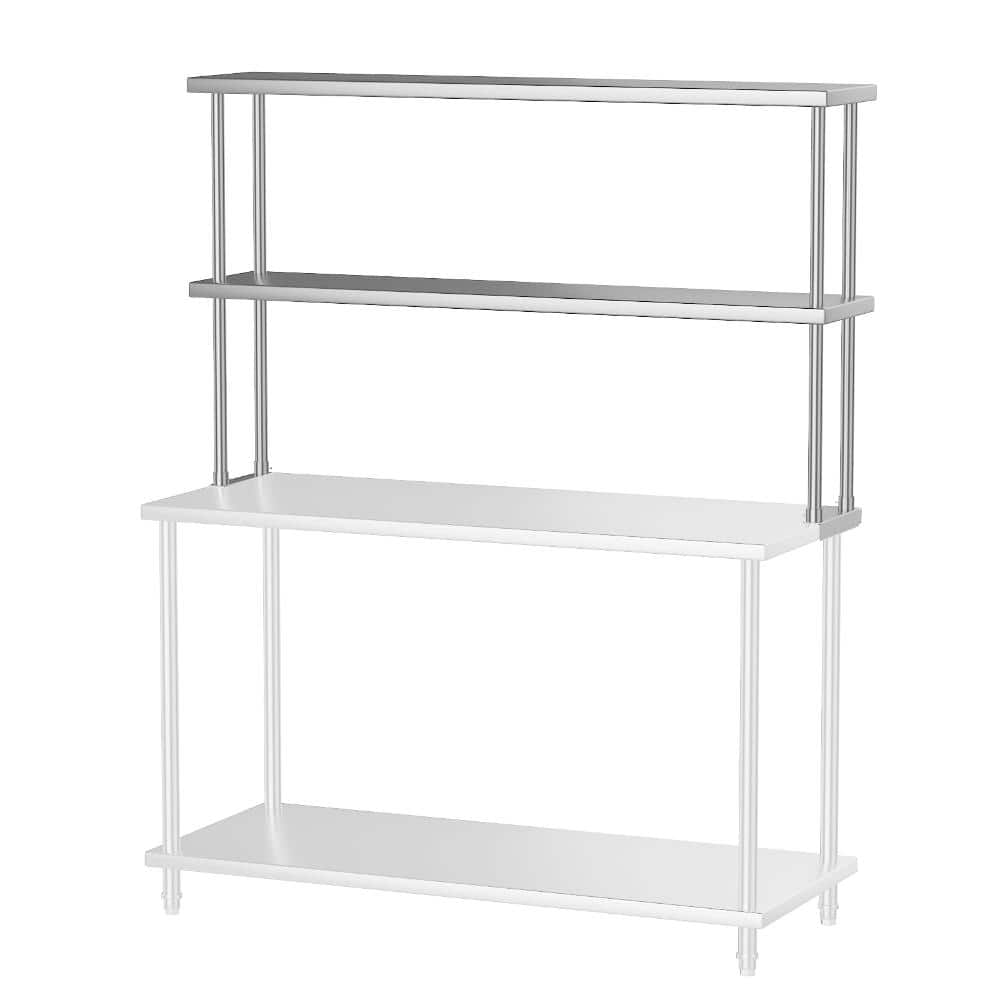 Heavy-Duty 2-Tier Stainless Steel Laboratory Work Table with Double Overshelves, Adjustable Under Shelf, 60x12 inch price history on PriceWatchPro