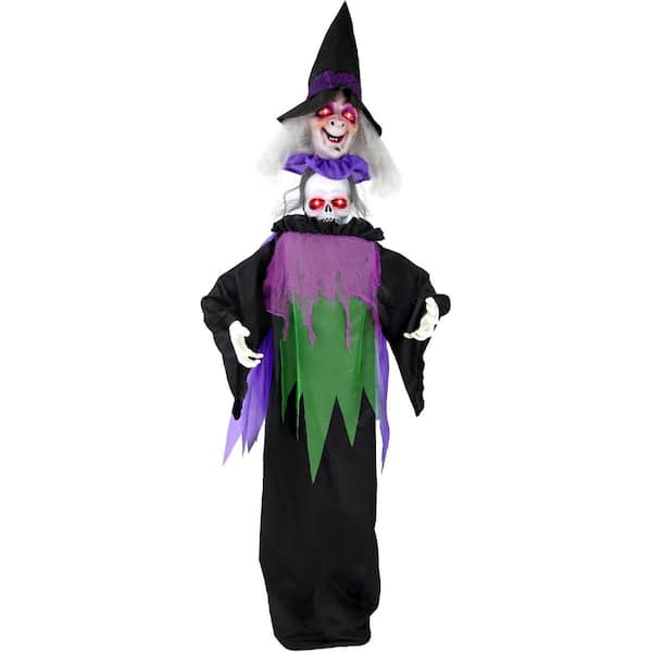 6 ft. Lifesize Animatronic Witch with Lights and Sound, Indoor/Covered Outdoor Halloween Decoration