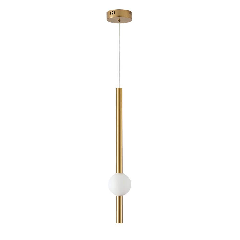 1 Light Gold Shaded Integrated LED Pendant Light With Shade