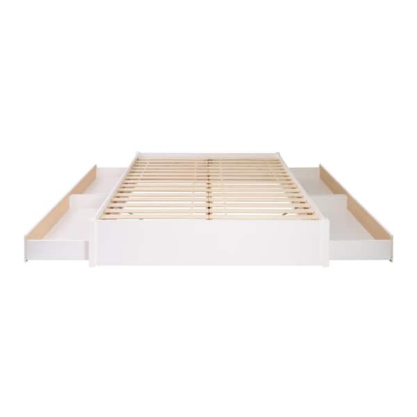 Post Platform Bed With 4 Drawers, White King Size Bed With Drawers Underneath