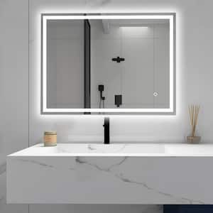 32 in. W x 24 in. H Rectangular Frameless Anti-Fog LED Light Wall Bathroom Vanity Mirror with Bluetooth