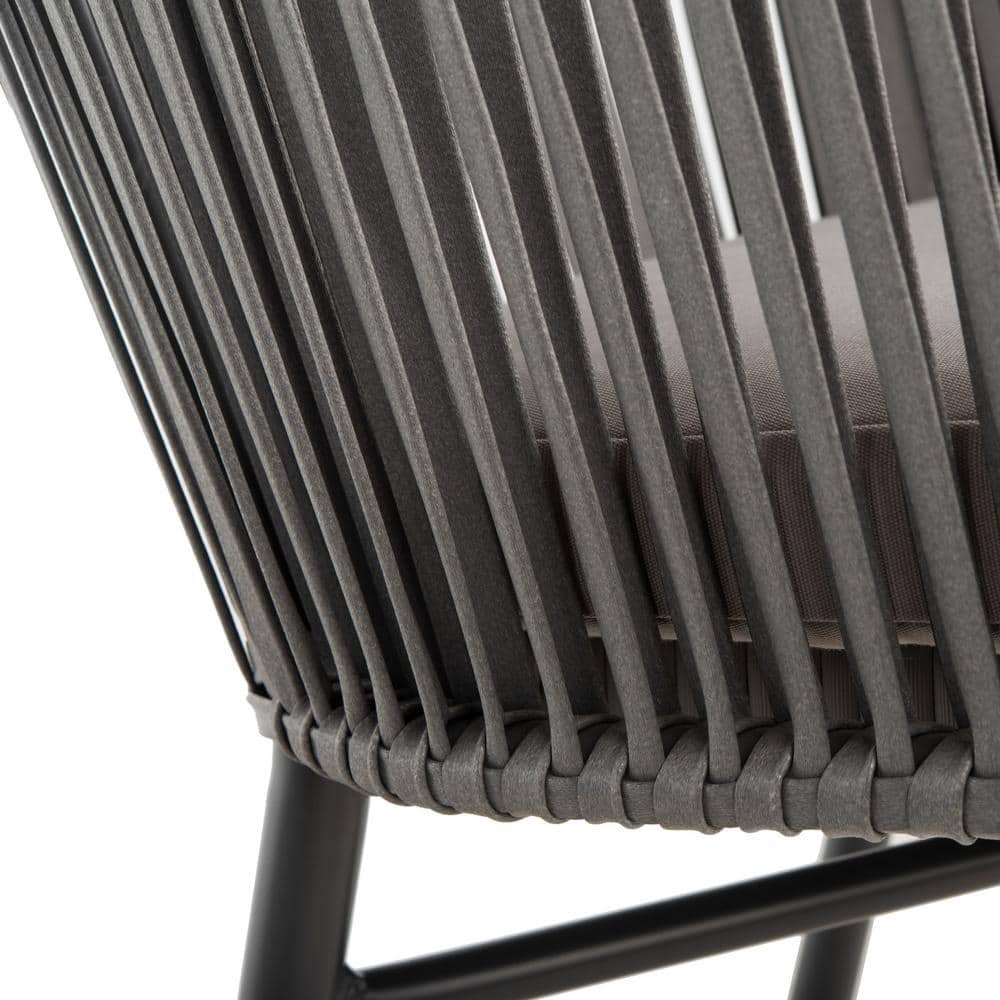 Matteo Gray Rope Arm Dining Chairs with Cushions, Set of 2