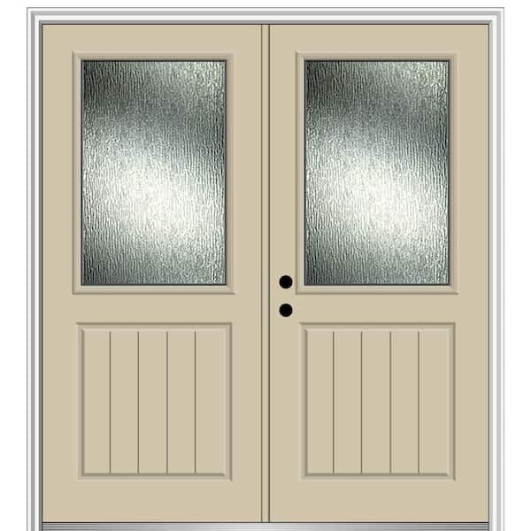 MMI Door 72 in. x 80 in. Right-Hand/Inswing Rain Glass Wicker Fiberglass Prehung Front Door on 4-9/16 in. Frame