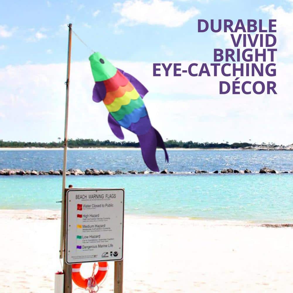 40-Inch Rainbow Polyester Carp Windsock with UV Protection