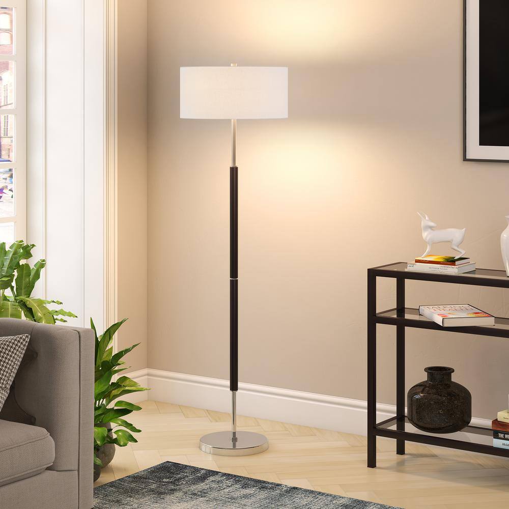 Simone 61.5" Black and Gold Metal Floor Lamp