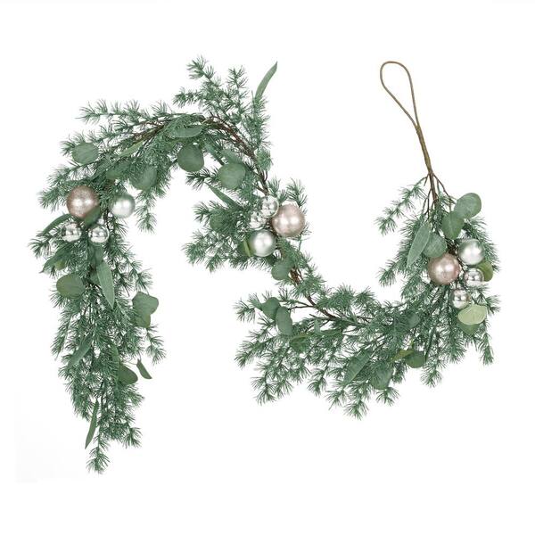 Noble House Geddes 5.5 ft. Pine Artificial Garland with Ornaments