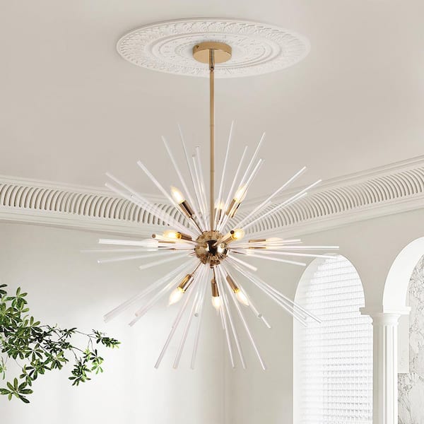 GoYeel Modern/Contemporary 12-Light Gold Acrylic Bubble Sticks Globe Chandelier