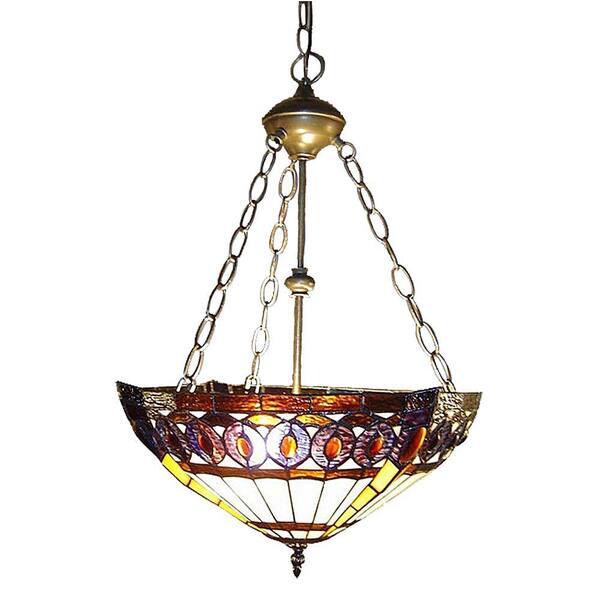 Serena D'italia Amberjack Tiffany 2-Light Bronze Hanging Pendant