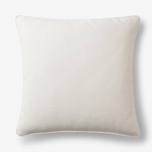 Linen Parchment Solid Machine Washable 26 in. x 26 in. Throw Pillow Cover