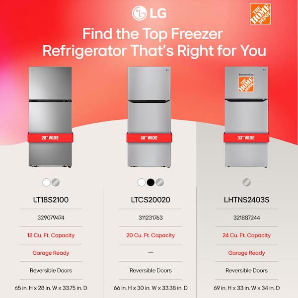 LG - 24 cu. ft. Top Mount Freezer Refrigerator with Multi-Flow Air System in Stainless Steel, Garage Ready
