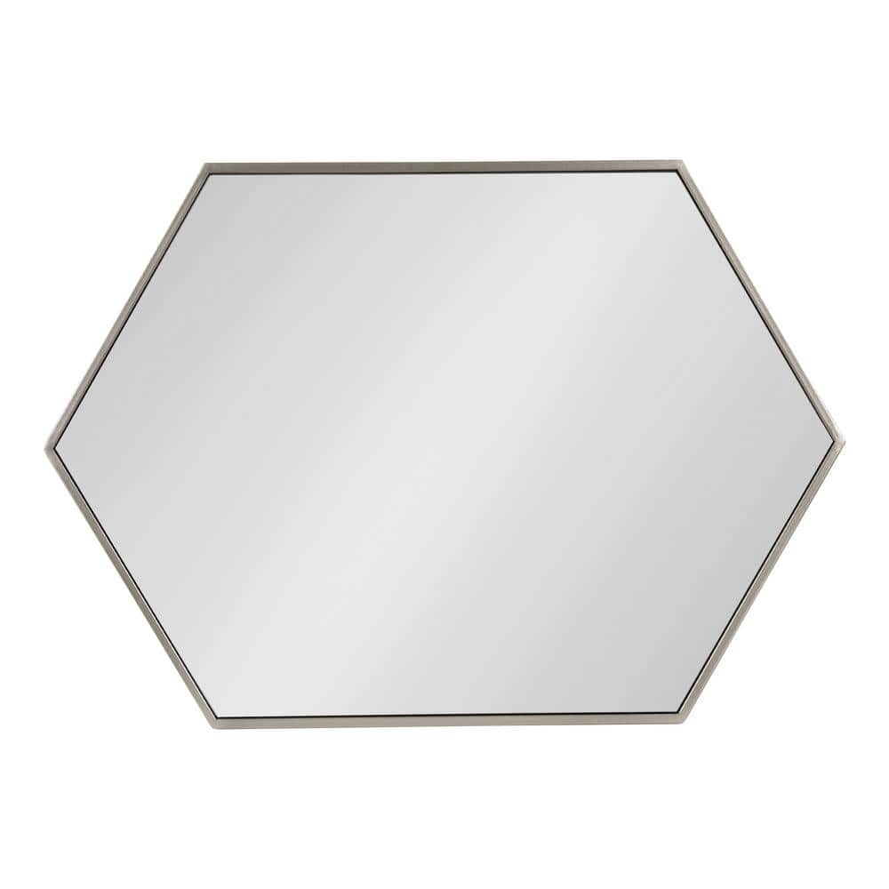 Modern Hexagon Full-Length Wall Mirror in Warm Silver