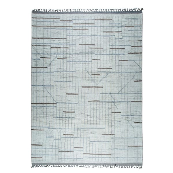 Ivory Contemporary Marrakech Hand-Knotted Wool Rug : Luxurious Handspun Area Rug for Stylish Home Dé, Area Rug