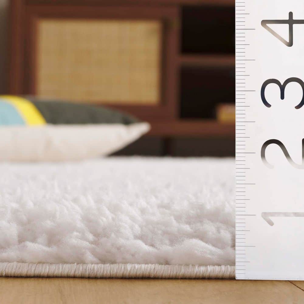 Rumi Shag 9 ft. x 12 ft. Ivory Modern Solid Area Rug - thumbnail 4