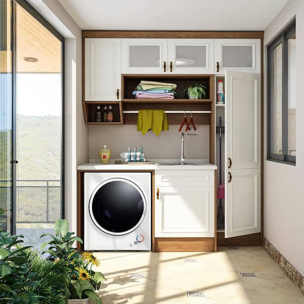 Zeus & Ruta 19.5 in. White Washer and Dryer Laundry Stacking Kit