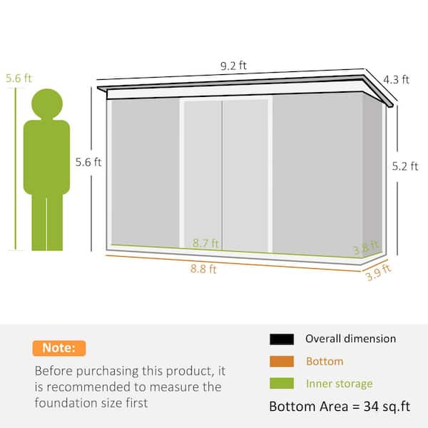 Outsunny 9 ft. x 4 ft. Outdoor Rust-Resistant Metal Garden Vented