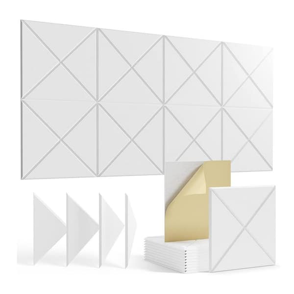 Wellco 0.4 in. x 12 in. x 12 in. Fabric Square Self-Adhesive Sound Absorbing Acoustic Panels in White (12-Pack)