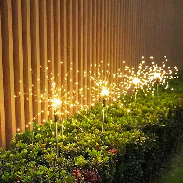 LED Firework Garden Lights - 120 LEDs, Warm White, 40 Copper Wires (2-Pack)