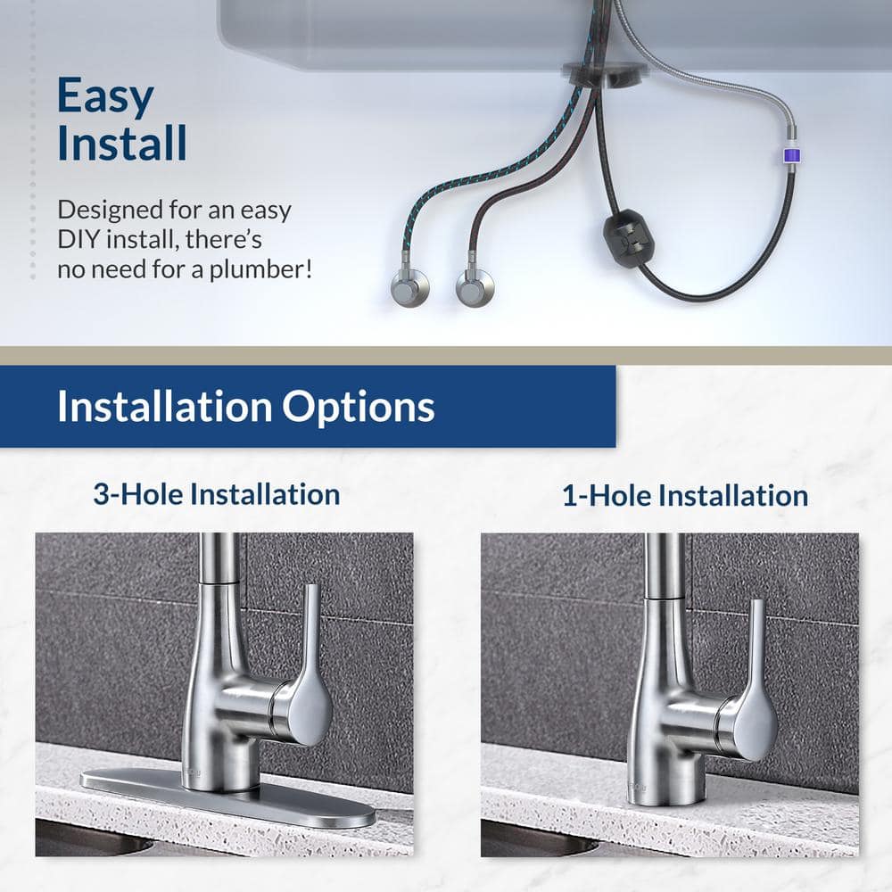 Brushed Nickel Single-Handle Pull-Down Kitchen Faucet with Touchless Activation