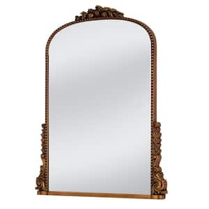 Antiqued Gold 28 in. W x 39 in. H Vintage Arched Wall Mirror